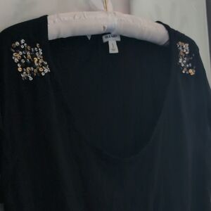Old Navy Black Top with Gold Sequin Accents